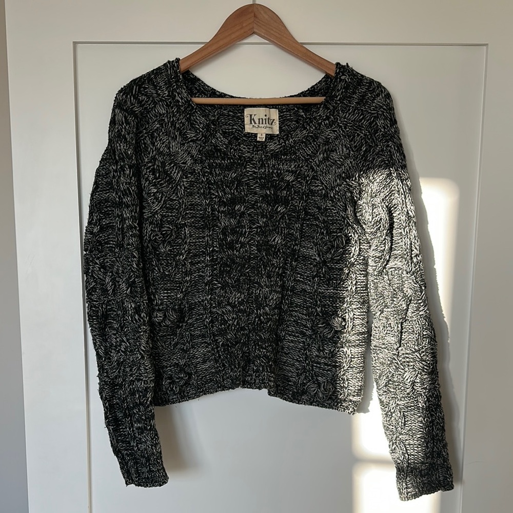 For Love And Lemons Black and gray Crew Neck Sweater